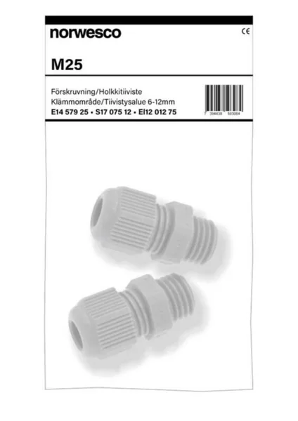 Holkkitiiviste muovi Norwesco M25 / 6-12MM IP68 2-PAKKAUS