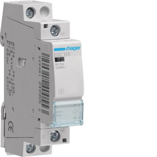 Kontaktori Hager ESC125 1s 25A k.230VAC