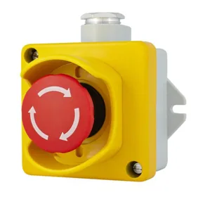 Hätä-/seis-painike Selcast suojakehyksellä 240VAC IP67 - HÄTÄ-/SEIS PAINIKE SELCAST 2A KAULUS KELT/HARM PK16 IP67