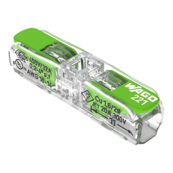 Rasialiitin Wago 221-sarja kaikki johdintyypit 221-SJA VIPU-INLINE-GREEN