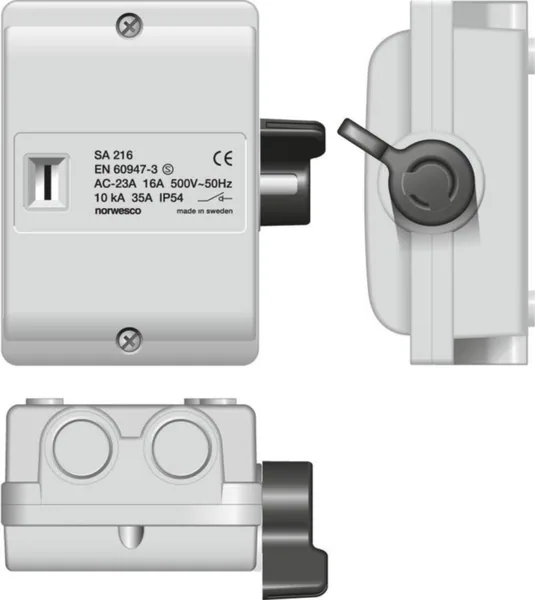 Turvakytkin vipu Norwesco 16A/M20 SA216 2x16A 7.5kW IP54