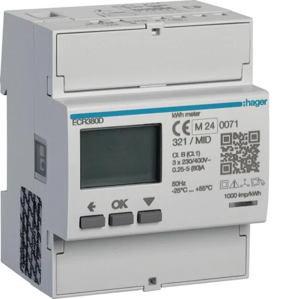 Energiamittari UTU suoramittaus, mid-hyväksytty ECR380D 3V SUORA 80A MODBUS