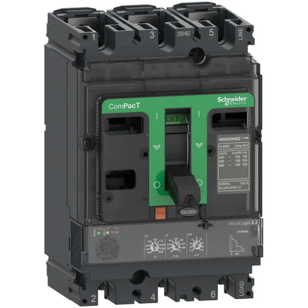Kompaktikatkaisija Schneider Electric 3P 75kA 690V NSX250HB1 75KA/690V 3P250A 2.2