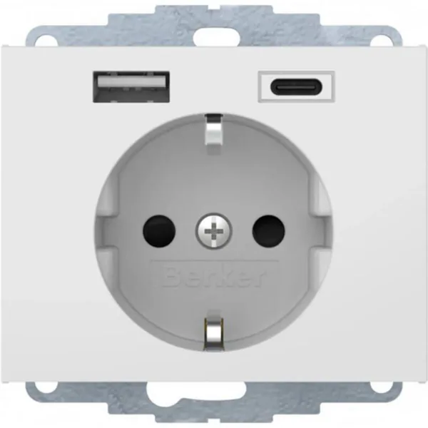 Pistorasia Hager Schuko/USB 1S/16A/IP20 USB A+C UKJ VAL
