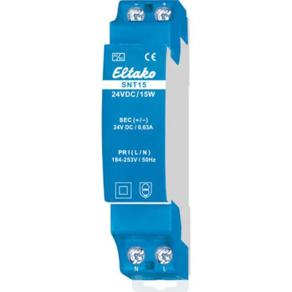 Teholähde Eltako Sarja 15 24V DC/15W, DIN-KISKOON