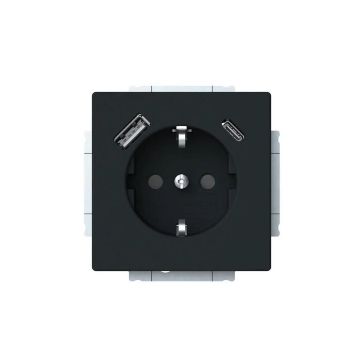 Pistorasia + USB ABB Impressivo maadoitettu 1-osainen 1S/16A/IP21 UKJ 0X A+C MUS – musta