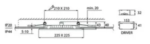 Alasvalo Airam Flat Sq - ALASVALO FLAT SQ 225 IP44 15W/840 DIM PCO WH