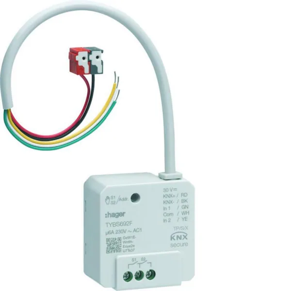 Lähtöyksikkö Hager KNX ETS TYBS692F 2X6A+2PV RLV T USEKA