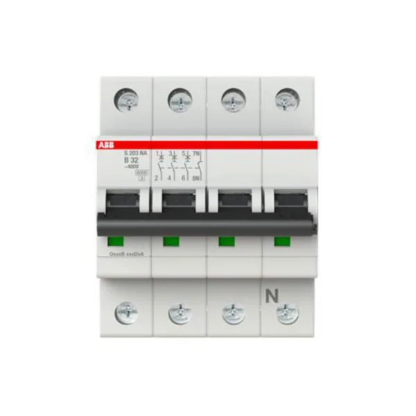 Johdonsuojakatkaisija ABB S200 B-käyrä 4-nap 3L+N S203-B32NA B32A