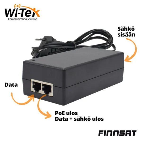 Ethernet kytkintarvike Wi-Tek Injektori 2GE 1000MBPS POE