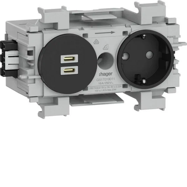 Kanavapistorasia Hager Ecoline GS1701 PR + USB C-C HF MUS