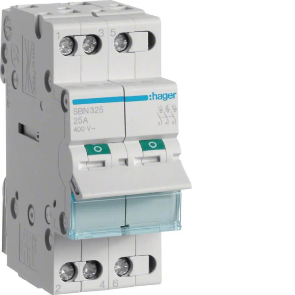 Kuormankytkin vipu Hager 400VAC - KUORMANKYTKIN VIPU HAGER SBN325 0-1 3N 25A 400VAC DIN