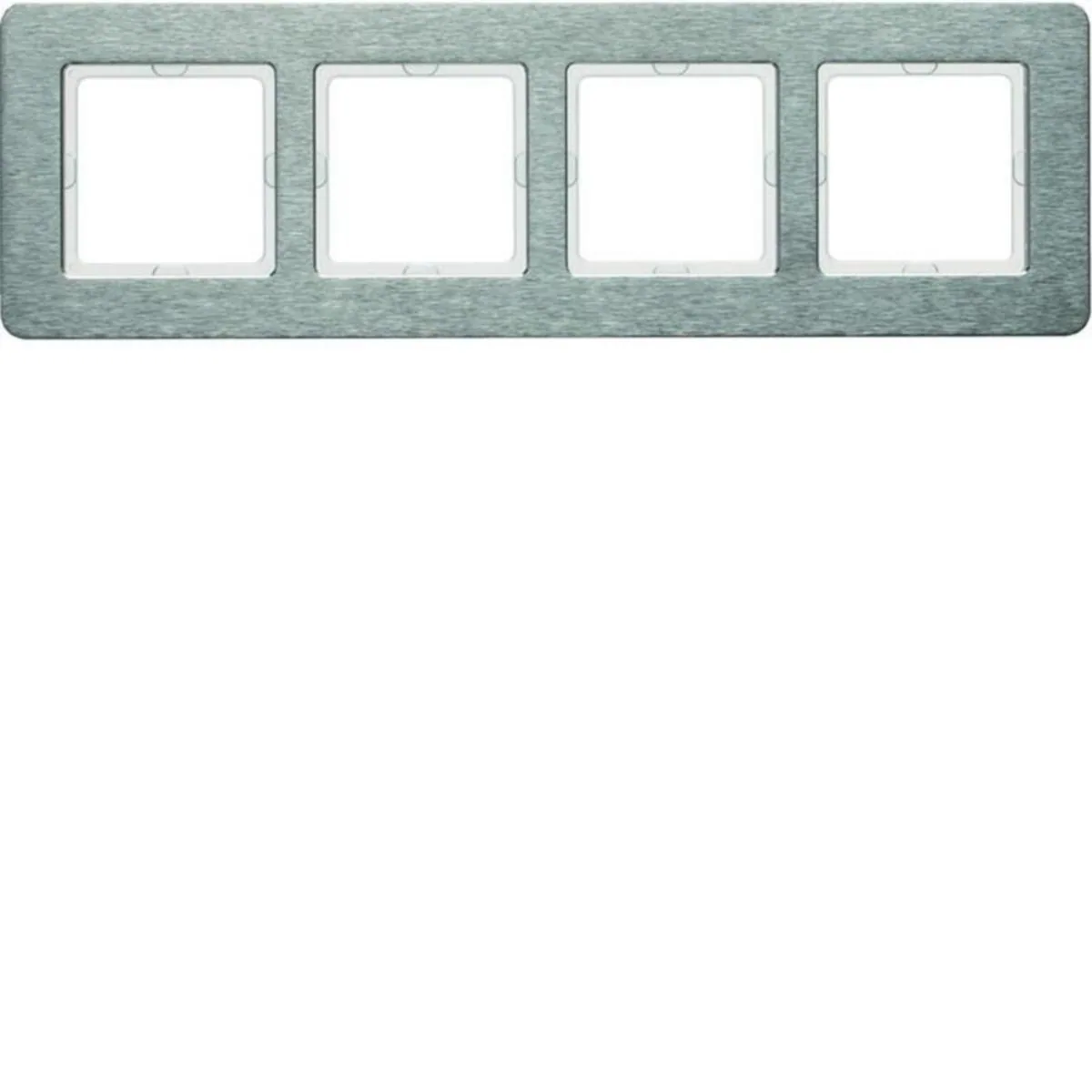 Peitelevy Hager Q.7 4-f. RST brushed horiz – ruostumaton teräs (RST)