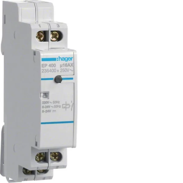 Sysäysrele Hager EP400 1S 16A 230V/8-24V AC/DC