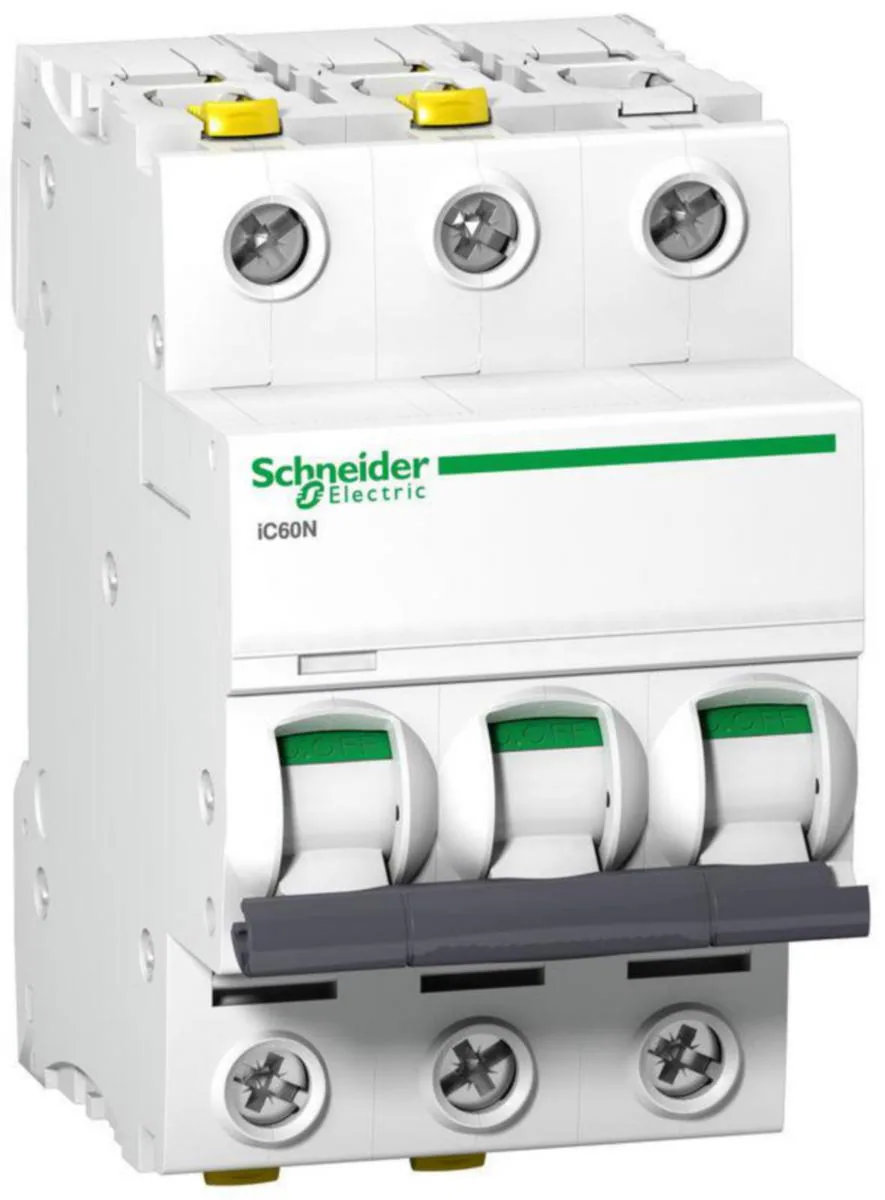 Johdonsuojakatkaisija Schneider Electric Acti 9 D-käyrä 3-nap 6kA IC60N 3P D63A