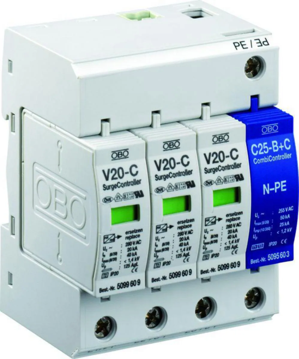 Ylijännitesuojat OBO Bettermann V20-C/3+NPE T2. 3L+N+PE