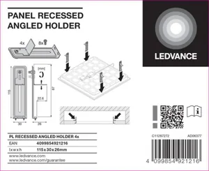 Uppoasennuskannake Ledvance Panel PFM - MEKAANINEN LISÄTARV PANEL PFM PL RECESSED ANGLED HOLDER 4X