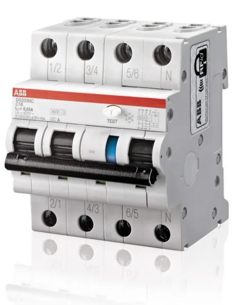 Vikavirtajohdonsuojakatkaisija ABB DS200 DS203NC-B6A30 4P B 6A 30MA