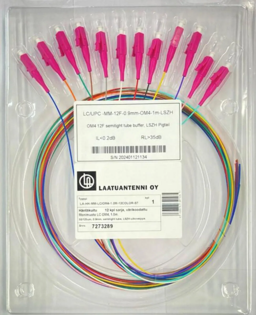 Häntäkuitu LA-FIBER OM4 - HÄNTÄKUITU LA-FIBER LC OM4 MM 12KPL 1.0M COLOR