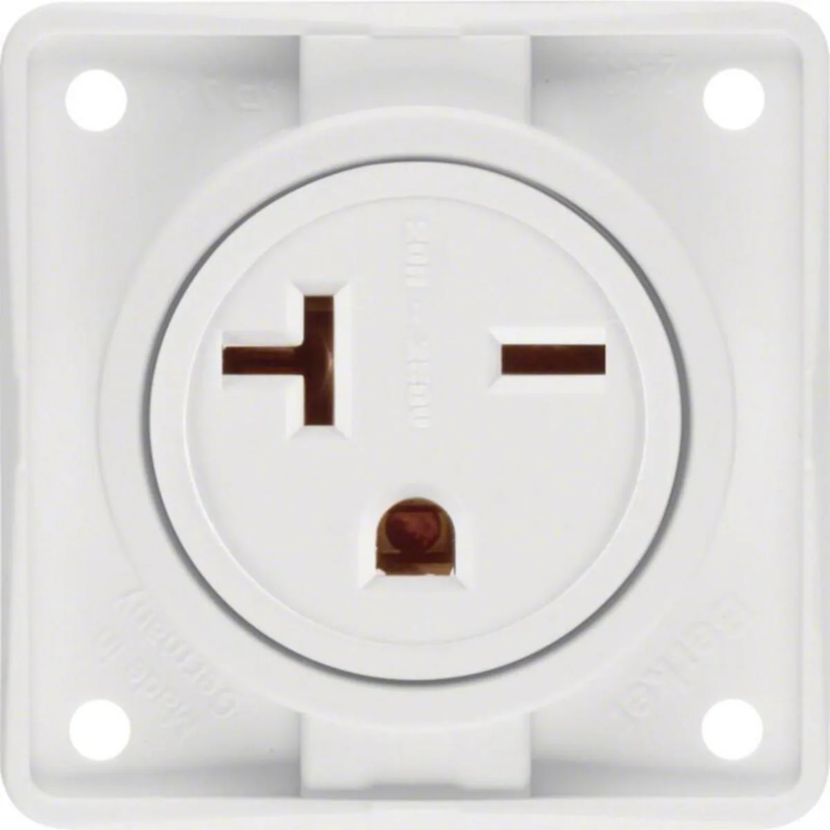 Pistorasia Hager Integro Flow 1US/20A/250V NEMA6-20R UR VAL – valkoinen