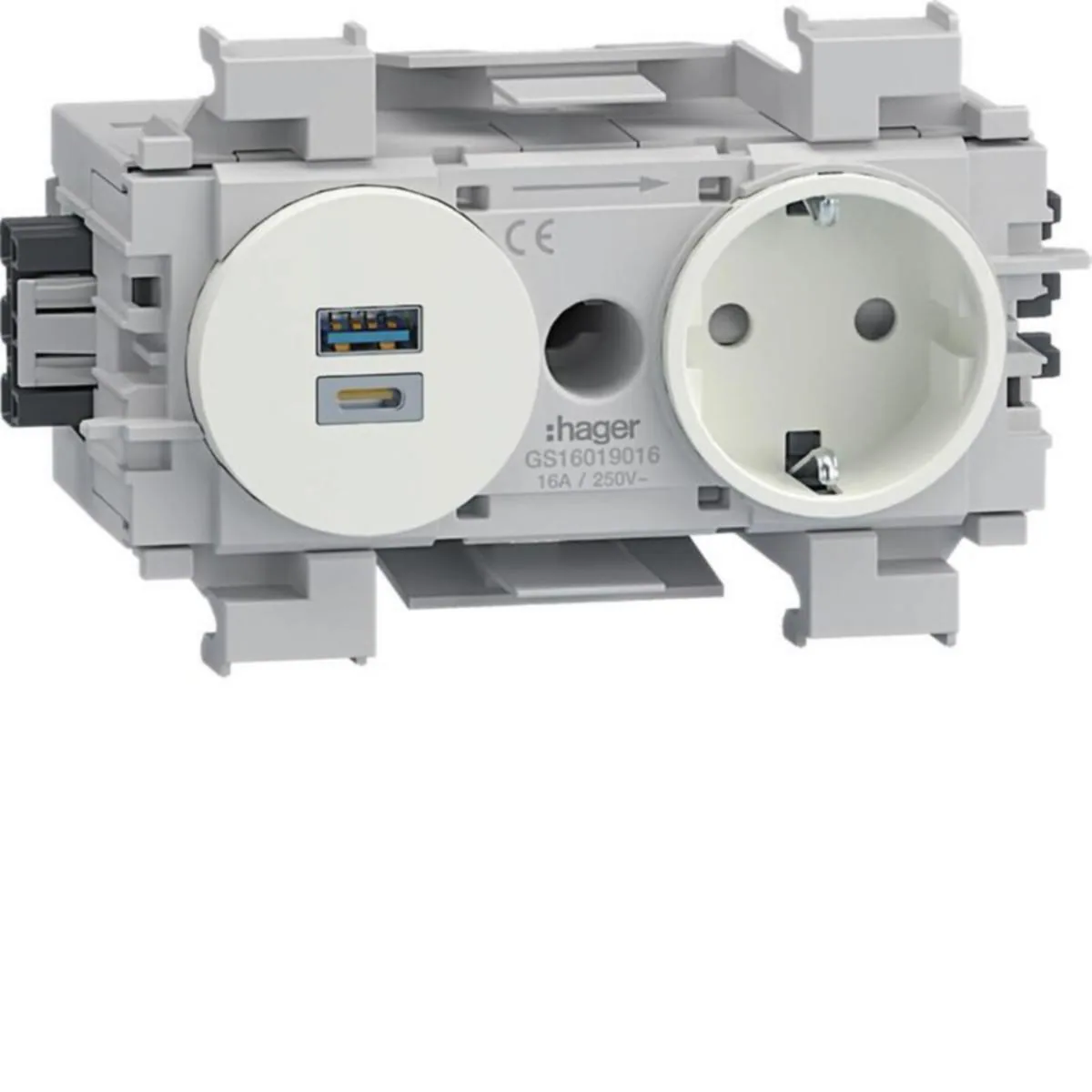 Kanavapistorasia Hager Ecoline PR+USB - KANAVAPISTORASIA ECOLINE GS1601 PR + USB A-C HF VAL