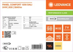 Moduulivalaisin Ledvance Panel PFM Comfort GEN2 1200 - MODUULIVALAISIN PANEL PFM PL CMFT 1200 24W 830 OP DALI