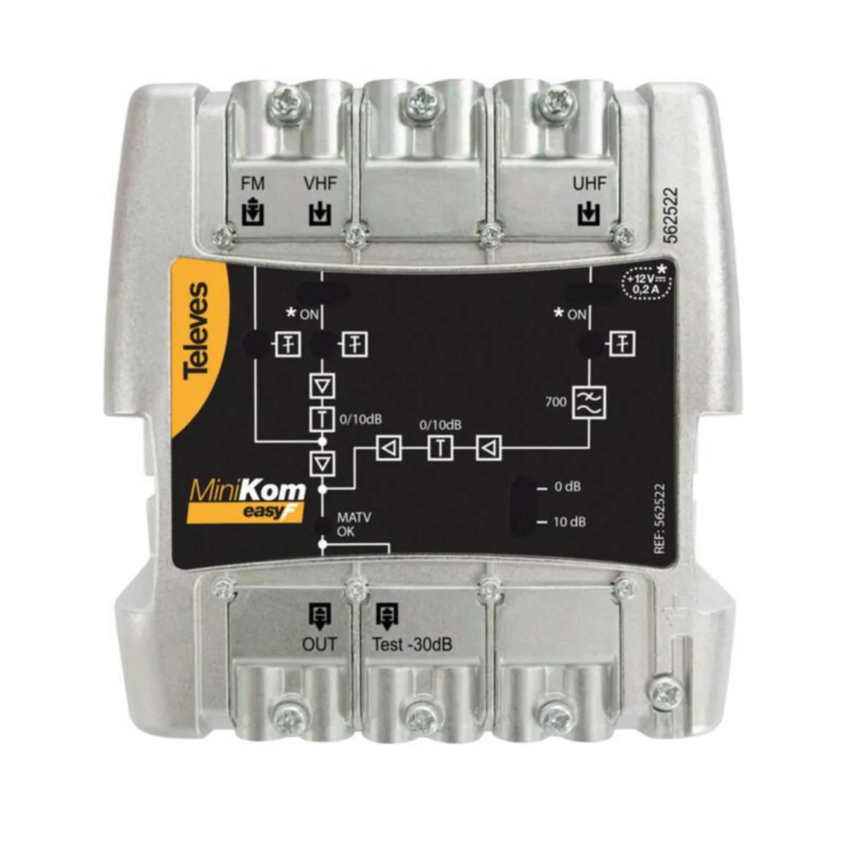 Pientalovahvistin Televes MiniKom - PIENTALOVAHVISTIN TELEVES 3IN 1OUT FM-VHF-UHF LTE700