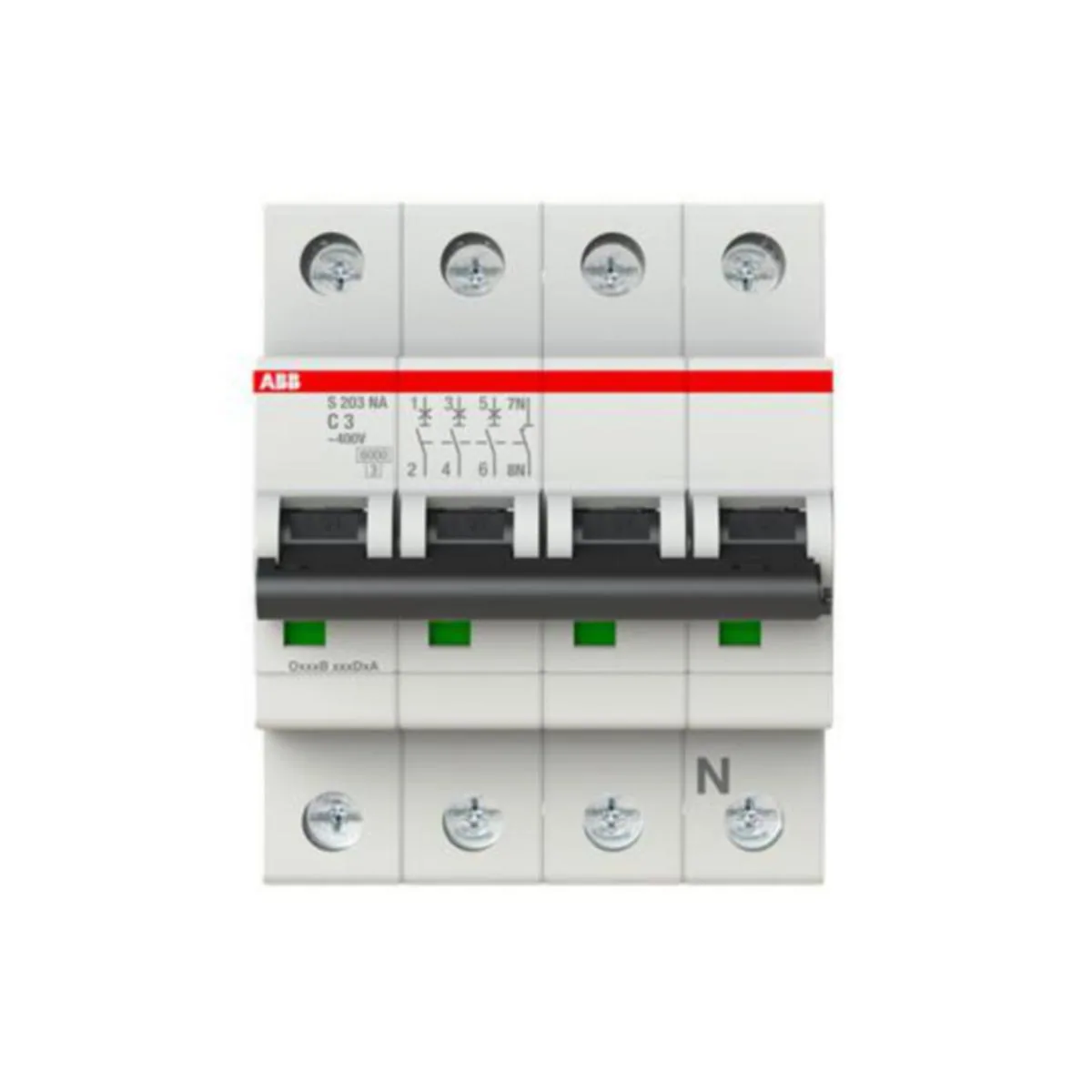 Johdonsuojakatkaisija ABB S200 C-käyrä 4-nap 3L+N S203-C3NA C3A