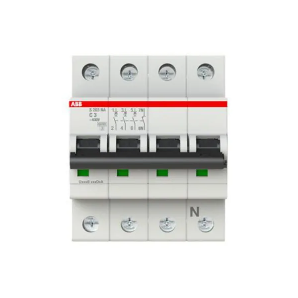 Johdonsuojakatkaisija ABB S200 C-käyrä 4-nap 3L+N S203-C3NA C3A
