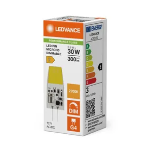 Pienoislamppu Ledvance Performance Special PIN Micro - PIENOISLAMPPU LEDVANCE PIN MICRO 3W/827 300LM DIM G4