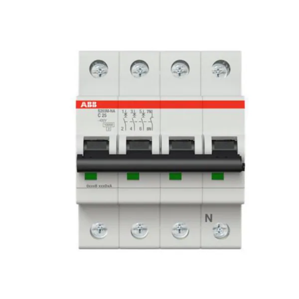 Johdonsuojakatkaisija ABB S200 C-käyrä 4-nap 3L+N S203M-C25NA C25A