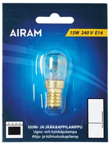 Kodinkonelamppu Airam - KODINKONELAMPPU AIRAM A 15W E14 UUNI/JÄÄKAAPPILAMPPU