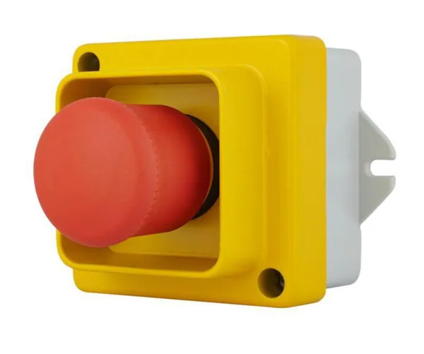 Hätä-/seis-painike Selcast suojakehyksellä IP67 115-500VAC HÄTÄ-/SEIS PAINIKE 2S KELT/HARM IP44-IP67