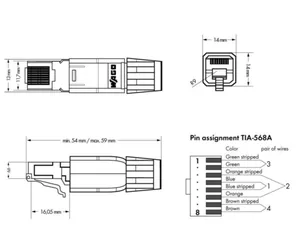 Liitin-RJ45 Wago - LIITIN-RJ45 WAGO ETHERNET RJ-45 LIITIN, IP20