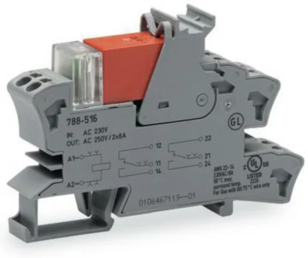 Relemoduuli Wago 2NO/2NC (2 x 8 A) 788-sarja 788-516 RELEMODULI 230V AC1 CO
