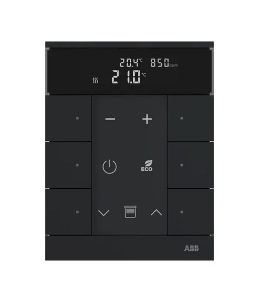 Huonetermostaatti ABB-free@home ABB FREEHOME 6-OS T CO2 RH VOC MUS