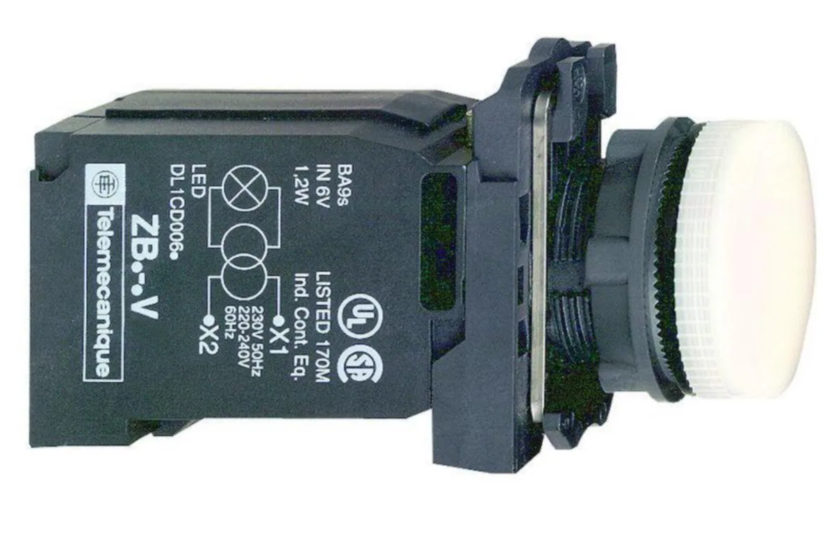 Merkkivalo hehku Schneider Electric Harmony XB5AV41. 230 V AC. MUUNTAJA – valkoinen