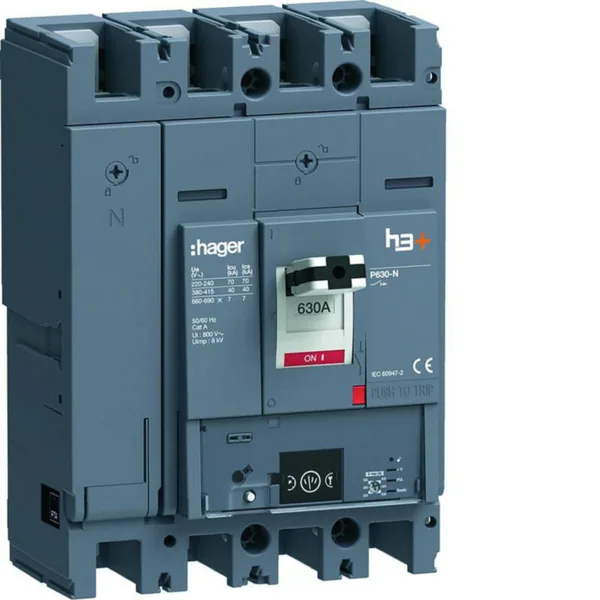 Kompaktikatkaisija Hager h3+ Energy P630 4N 630A 40KA