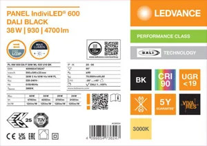 Moduulivalaisin Ledvance Panel IndiviLED® - MODUULIVALAISIN LEDVANCE PL INDV 600 38W 930 DALI BK