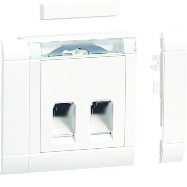 Kanavadatarasiapakkaus Hager Ecoline GSETDM102 2xRJ45 Keystone wht