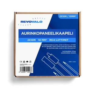 Akku- ja aurinkopaneelikaapelit Revovalo - ASENNUSTARVIKEPAKKAUS REVOVALO AURINKOPANEELIKAAP 2X10M 10MM2