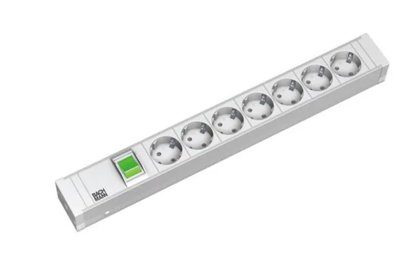 Jatkopistorasia Bachmann 19" PDU >1U, 7 X PR ALU+KYTK
