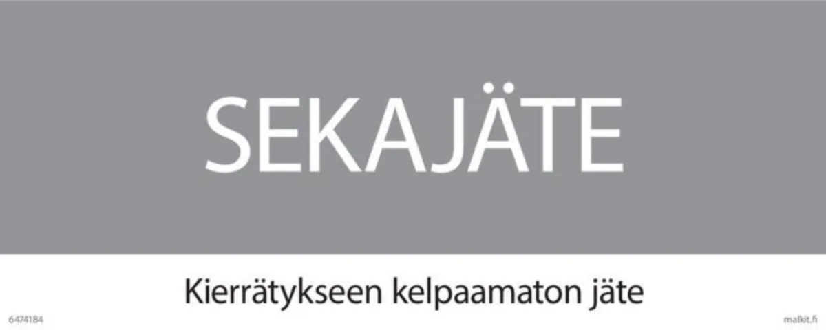 Merkintätarra Malkit Jätelajittelu - MERKINTÄTARRA MALKIT JÄTEASTIA SEKAJÄTE 400X160