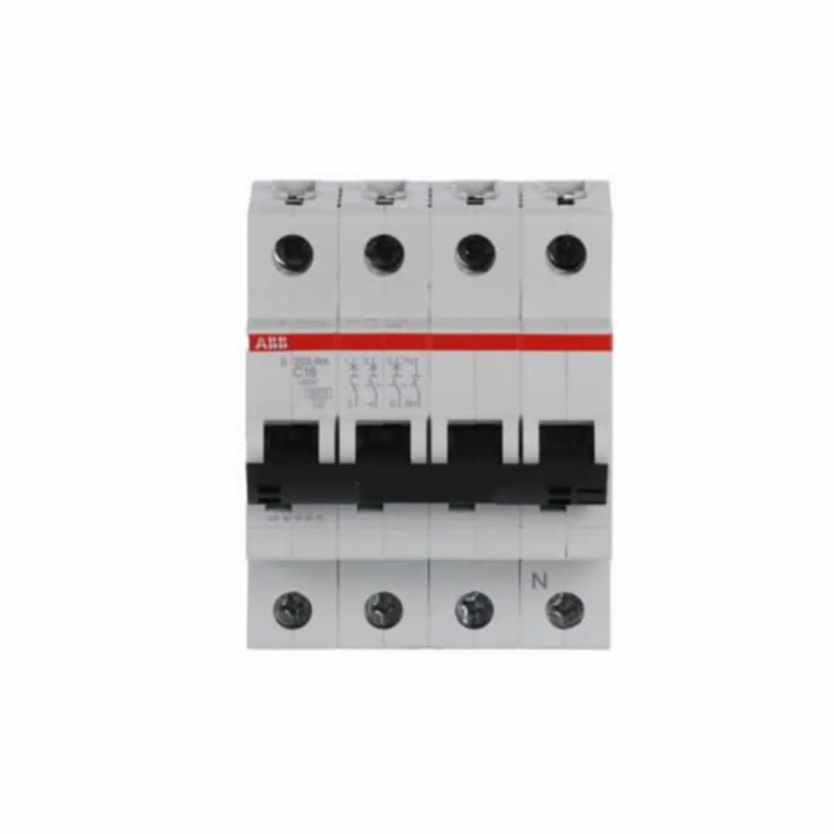 Johdonsuojakatkaisija ABB S200 C-käyrä 4-nap 3L+N S203-C16NA C16A