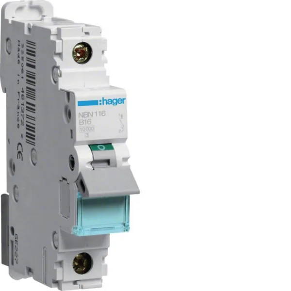 Johdonsuojakatkaisija Hager NBN116 1x16A B-KÄYRÄ 10kA