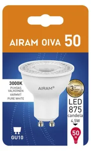 Kohdelamppu Airam Oiva PAR16 blisterpakkaus - KOHDELAMPPU OIVA PAR16 830 345LM GU10 36D OIVA