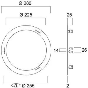 Mekaaninen lisätarvike Sylvania sovitekehys alasvaloille - MEKAANINEN LISÄTARVIKE 0030464 ADAPRING 225/255/280MM