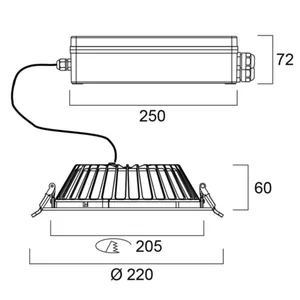 Kattovalaisin ulko Sylvania Insaver Slim - KATTOVALAISIN ULKO INSAVER SLI 205 IP65 20W 2500LM 840 UGR19