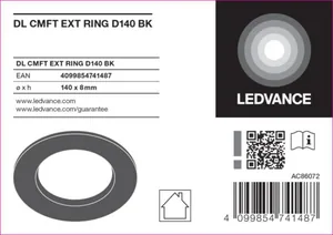 Mekaaninen lisätarvike Ledvance Downlight Comfort - MEKAANINEN LISÄTARV. LEDVANCE DL CMFT EXT RING D140 BK