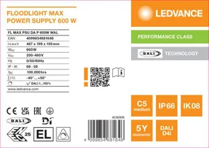 Sähköinen lisätarvike Ledvance Floodlight PFM - SÄHKÖINEN LISÄT.FLOODLIGHT PFM FL MAX PSU 600W DALI-2